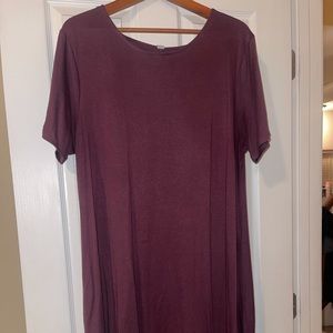 Medium length purple short sleeve dress